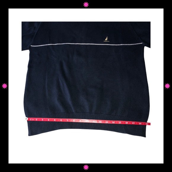 MEN'S NAVY BLUE SWEATER WITH WHITE STRIPE BY NAUTICA MEDIUM - Picture 7 of 8
